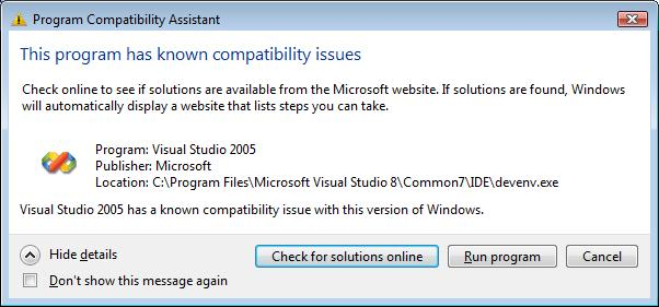 Vista known compatibility issues warning