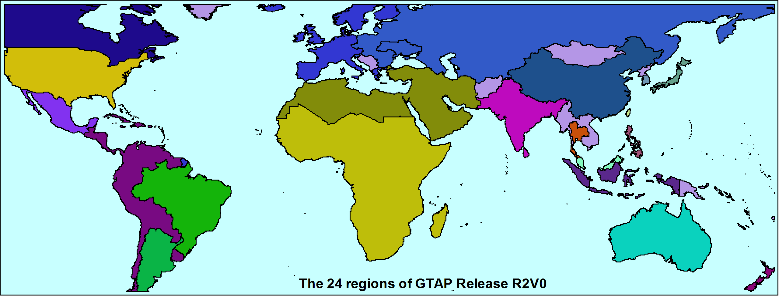 maps of GTAP versions