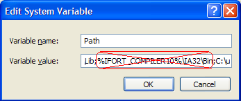 Intel Fortran 11.0 edit system path step 1