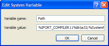Intel Fortran 11.0 edit system path step 1