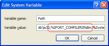 Intel Fortran 11.0 edit system path step 2