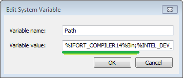 Add Intel Fortran 14.0 to system path