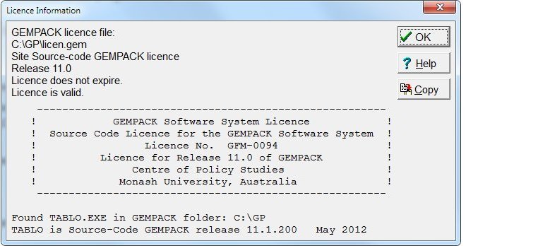 gempack licence command